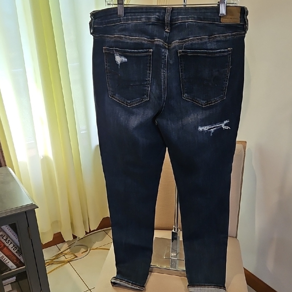 American Eagle Outfitters Midnight Blue Ripped Skinny Jeans - Picture 3 of 7